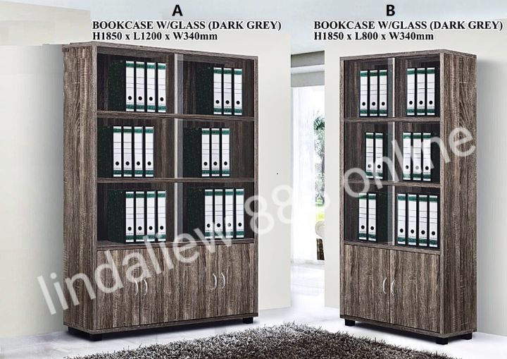 Book Cabinet with Glass Doors-Rak Display Pintu Kaca-Almari Pintu Kaca ...