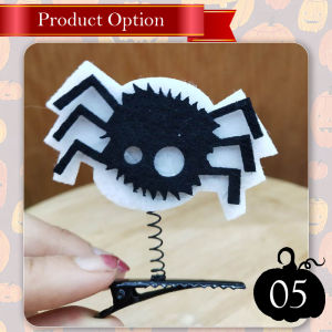 [iRojak] Halloween Hair Clips Pumpkin Ghost Cat Spider Bat Classic Patterns Hairpins 万圣节发夹 Klip Rambut - HW12