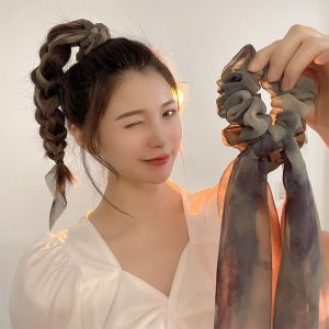 Y2K2 Long Sweet Bow Hair Accessories Streamer Ponytail Holder Ribbon Hair Bands Tie dye Scrunchies Hair Ropes Hair Ties