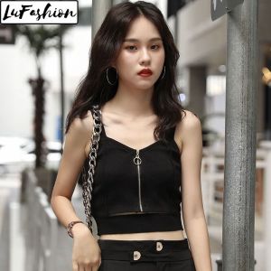 Summer Vest for Women Causal Knitted Zipper Sleeveless Basic Camisole