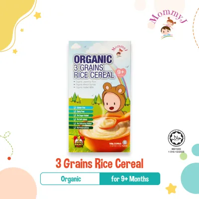 MommyJ Baby Organic Rice Cereal for 6M+ (Japonica) or 9M+ (3 Grains)
