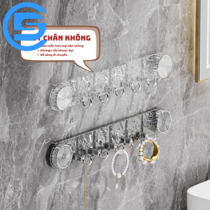 Thanh treo 5móc đa năng hút chân không siêu bám dínhkhông khoan dánchịu lực tốt G521-MCK-Thanh5Moc