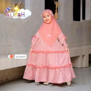 BEST SELLER!!! Alifah Syari Kids - Fashion kids / Gamis anak terbaru 2025 Viral / Gamis anak umur 3-7 tahun / Gamis perempuan terbaru / Gamis syari anak set hijab / Gamis knit mix Cerutty / Gamis set kerudung anak perempuan / Bayar ditempat / Others