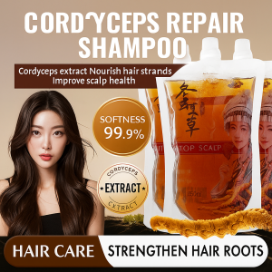 [Darker Hair With Every Wash] Cordyceps Oil-Control Shampoo Cordyceps Oil Control Repair Shampoo for Oily Scalp and Dry Hair Nourishing Hair Care with Chinese Herbal Extract in Pouch