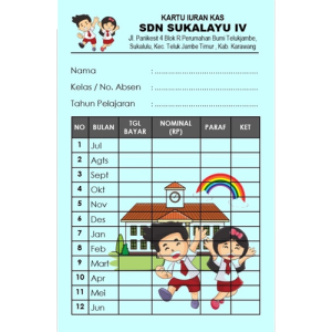 100 pcs KARTU INFAQ CUSTOM/KARTU IURAN/IURAN BULANAN/SPP/IURAN KAS/SAMPAH/AIR/LISTRIK/BIMBEL