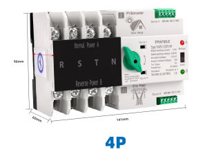 2P 3P 4P Din Rail ATS PV Inverter Dual Power Automatic Transfer Selector Switches Uninterrupted 63A 100A 125A Photovoltaic Solar
