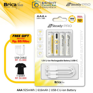 Brica B-Steady PRO 1.5V AA x4 Li-Ion Rechargeable Battery - Free T-Shirt