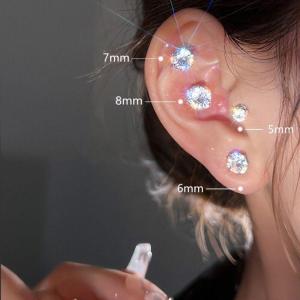 New 12 Pair/Pack White Shiny Wedding Stud Earrings Set For Women Men Crystal Jewelry Accessories Jewelry Earrings