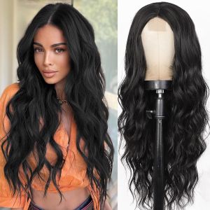 Wig female front lace wig medium small lace highlights long curly hair chemical fiber headgear foreign trade wigs
