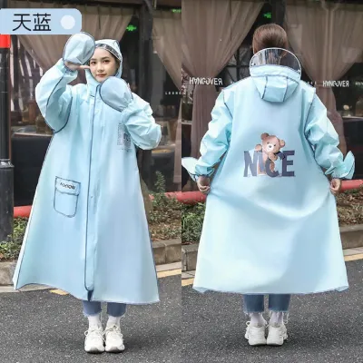 Áo mưa thời trang có khoá kéo tiện lợi hình gấu Nice thiết kế mới nhất - Áo mưa măng tô 1 người đi xe máy đi xe đạp hàng cao cấp