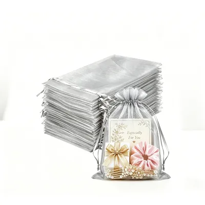 🇸🇬【SG stock】100Pcs Organza Bags Gift Bag Wedding Party Favor Bags with Drawstring Christmas Birthday Candy Pouches