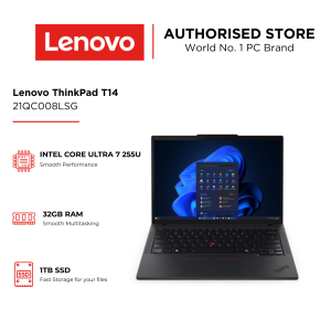 Lenovo ThinkPad T14 GEN 6 Intel Core Ultra 7 255U 32GB RAM 1TB SSD WIN 11 Pro 3YRS 21QC008LSG