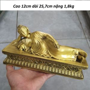 Tượng Phật tổ nằm phong thuỷ bằng đồng vàng MS0133