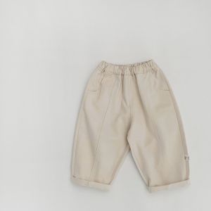 Childrens spring pants retro loose casual pants for little boys stylish pure cotton versatile curved pants for baby girls