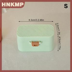 HNKMP Mini lưu trữ đồ trang sức hộp xách tay Home Travel bông tai vòng cổ lưu trữ trường hợp đối với phụ nữ nhẫn Organizer với gương hiển thị trường hợp