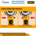 Máy khoan búa dùng pin không chổi than INGCO 20V hai tốc độ kèm pin sạc và phụ kiện máy khoan pin cầm tay điều chỉnh 2 tốc độ - khoan búa. 