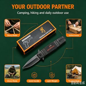 Multi-Purpose Camping Utility Knife 44C Steel Sharp Blade 58HRC Hardness 250g Lightweight Non-Slip Grip Outdoor Cutting Tool for Hiking Bushcraft & Backpacking