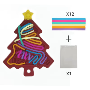 [SG Ready Stock] Cute Fidget Toy Double-Sided Silicone Sensory Activity Board Anxiety Relief Training Sensory Toy Christmas Tree Gift for Kids Adults