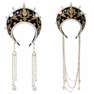 Medieval Tudor Crown Hat Renaissance Fair Hood Coronet Tiara Headband Hallowen Elizabethan Queen Cosplay Headpiece2026