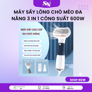 Máy Sấy Lông Thú Cưng 3 Trong 1 Công Suất 600W - Chất Liệu Nhựa Cao Cấp Điều Chỉnh Tốc Độ & Nhiệt Độ Phù Hợp Mọi Loại Bóng