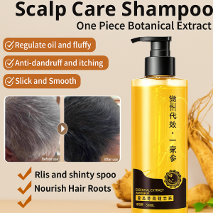 Ginseng Black Hair Shampoo Deep Cleans Follicles Nourishing Hair Root Removes Dandruff And Controls Oil Herbal Extract Gentle Shampoo
