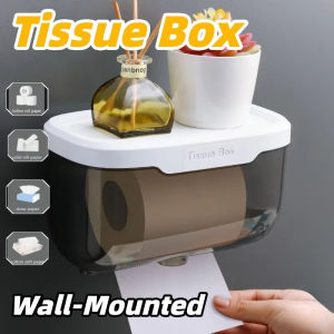 DEWYBABE Tissue Box Wall Mounted Toilet Paper Box Bathroom Waterproof Paper Towel Holder Phone Holder