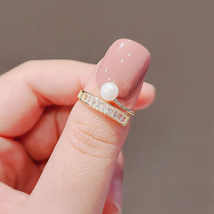 Frascati New Classic Crystal Pearl Cross Adjustable Gold Rings Korean Fashion Jewelry For Womans Party Luxury Finger Accessory Gift