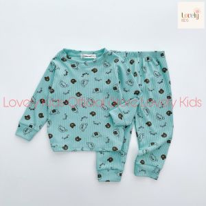 Đồ Bộ Quần Áo Thu Đông Dài Tay Cho Bé Trai Bé Gái 8-18kg [Deal Sốc] Set Bộ Len Tăm Tay Dài Cho Bé Trai Gái LEN TĂM IN Lovely Kids Official Store