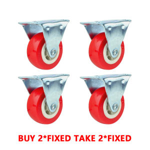 4pcs 1.5 To 3 Red Caster Wheels Heavy Fixed Swivel With Lock Casters Trolley Wheel