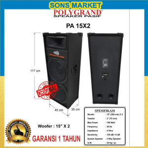 SPEAKER PASIF PA 15x2 POLYGRAND 15 Inch DOUBEL SPEAKER 15inch 15in PA15x2 PACKING KAYU