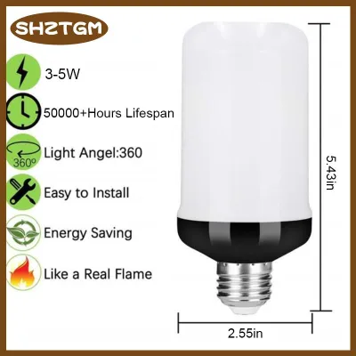 SHZTGM 1Pc LED ngọn lửa hiệu ứng lửa ánh sáng bóng đèn E27 mô phỏng thiên nhiên nhấp nháy đèn trang trí nội thất