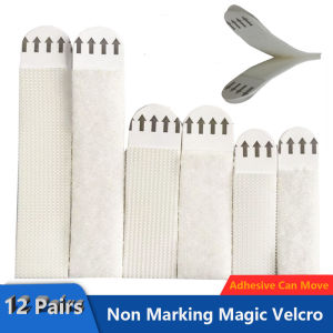 [Ready Stock]Non Marking Magic Velcro Tape 12 Pairs/Bag Easy Pull Storage Hanger Adhesive Can Move
