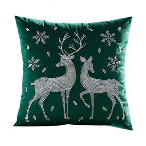 Soft Plush Cushion Cover With Holiday Embroidery Living Room Accessories For Cold Season