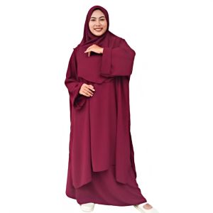 HEEZA Abaya Gamis Setelan Wanita Syari Premium Terbaru Khimar Hijab Polos Cadar Umroh Bahan Crinkle