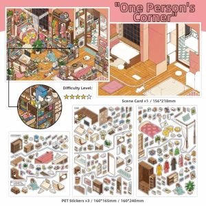 INNEED PET Die-cut Landscape Stickers My Home Theme Cottage Cabin Scene Stickers Infeel.Me Laboratory Scrapbook Stickers Art Crafts