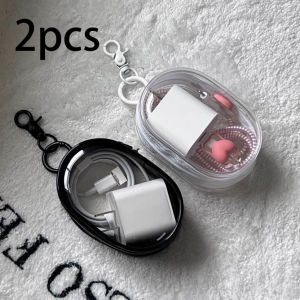 Portable Data Cable Charger Storage Transparent Windable Organizer For Phone Headphones Universal Travel Office Accessories