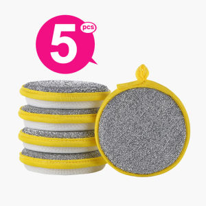 5PCS 2-in-1 Dishwashing Sponge Super Absorbent Double Side Kitchen Cleaning Sponge No Harm for Hand
