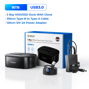 ORICO Dual-Bay Hard Drive Docking Station สำหรับ2.5/3.5นิ้ว HDD SSD SATA To USB 3.0 HDD Docking Station พร้อม12V3A Power Adapter