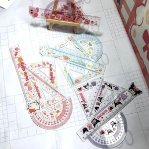 Sanrio Bộ Thước Đo Hình Tam Giác Bằng Acrylic Họa Tiết Hoạt Hình Kuromi Pochacco Dễ Thương Cho Học Sinh