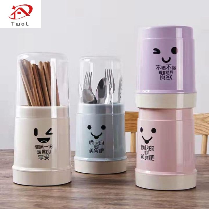 TwoL Dustproof Chopstick Holder Cylinder Detachable Cage Flatware Rack ...