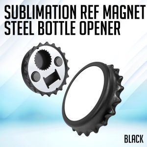Lineworks Sublimation Fridge Magnet Steel Bottle Opener Black | White