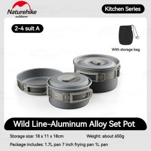 Cooking Set Naturehike CNK2450CF010 Nesting Alat masak Camping Hiking Panci Penggorengan Wajan Kettle Aluminium