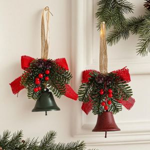 YOUYO Creative Christmas Bell Pendant Retro Exquisite Xmas Tree Pendant Photographic Props with String Christmas Hanging Decorations Xmas New Year Decorative