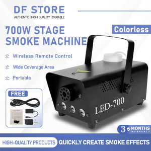 Stage Smoke Machine 700W Portable LED Stage Light LED/RGB Fog Machine Wireless Remote Control 13 Colors Variable Smoke Effect Generator Disco Party Colorful Smoke Machine  LED Stage Fogger Ejector for Dj Equipment Wedding Party ﻿