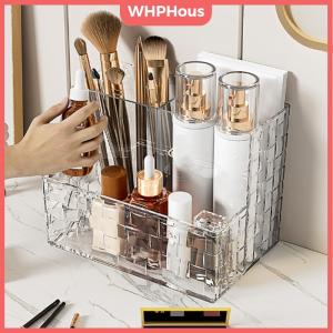 WHPHous Light Luxury Transparent Desktop Storage Box Multi-grid Makeup Organizer Box Large Capacity Cosmetics Box Remote Control Holder