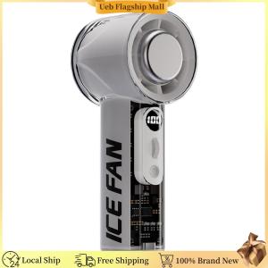 [Ueb Flagship Mall] 3000mAh Handheld Turbo Fan LED Digital Display Small Desktop Cold Fan Rechargeable Battery Operated Cooling Fan for Camping Hiking Outdoor Activities