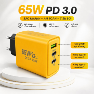 Củ Sạc Nhanh 200W 3 Cổng USB Type-C Lightning Công Suất Cao Sạc Đa Thiết Bị Cho iPhone Samsung Xiaomi iPad
