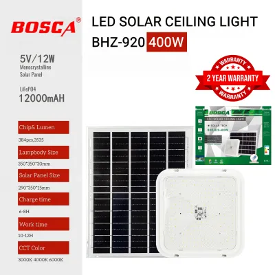 BOSCA 2 Year Warranty 400W LED Solar Ceiling Light Remote Control Adjustable Color BHZ-920