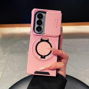 Slide Camera Protect Magnetic Bracket Case for Samsung ZFold 8 Ultra 7 6 ZFlip 8 6 7FE For Magsafe Charge Shockproof Matte Cover