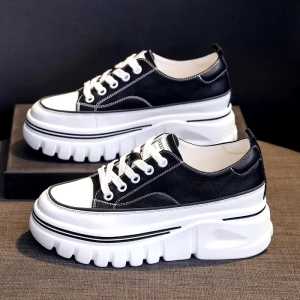 KF Shoess Sepatu Wanita Canvas Bertali Fashion Import Korea Sepatu Sneakers Wanita Hak Tinggi Fashionable Sepatu Casual Sepatu Sport Shoes Sepatu Wanita Terbaru 2024 Sepatu Sekolah Remaja Wanita Sepatu Wanita Hitam